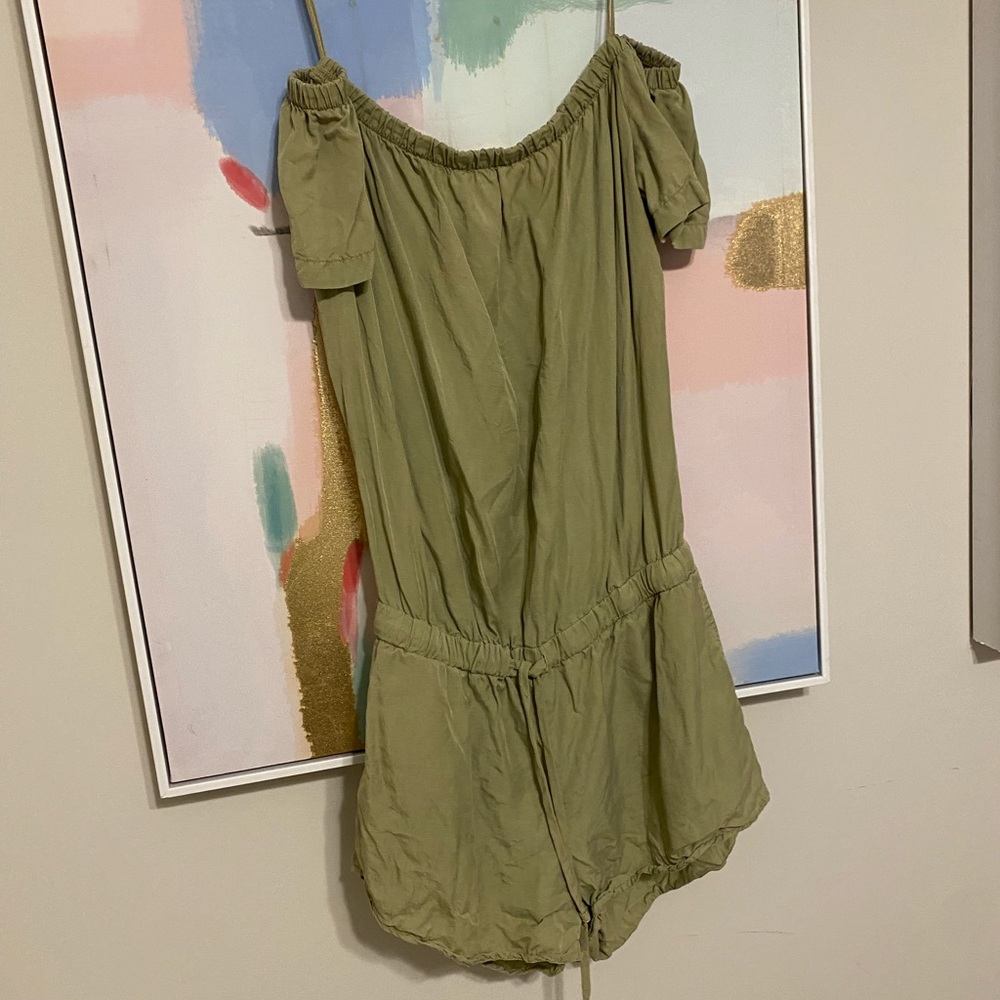 Green off the shoulder romper